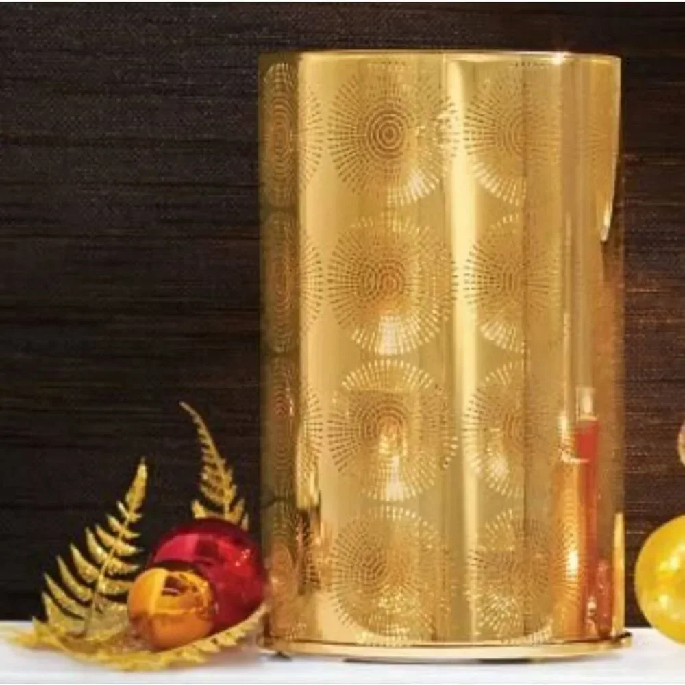 🩵NIB Partylite Gold Santorini Tealight Tree Candle Hurricane - Picture 12 of 13